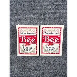 Bee No 92 Club Special Playing Cards Diamond Back Cambric Finish Red 2 Decks USA